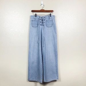 Four to One America 90s Vintage Wide Leg Lace Up Waist Jeans